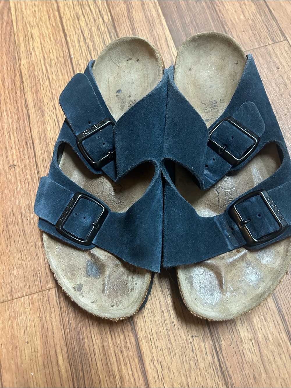 Birkenstock  Suede Double-Buckle Sandals in Navy